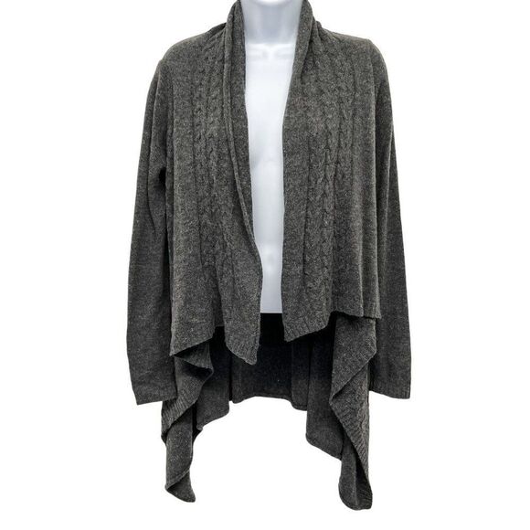 Wool Blend Drape Waterfall Open Front Cable Knit Cardigan Sweater Top Forever 21 - Picture 1 of 6
